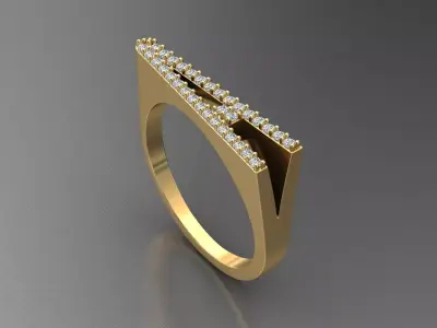 alphabet jewelry ring diamond letter A 3D print model
