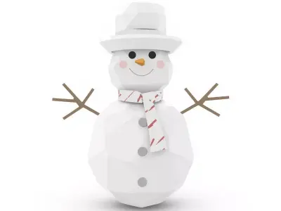 Low Poly Stylized Snowman 3D Model Low-poly 3D model