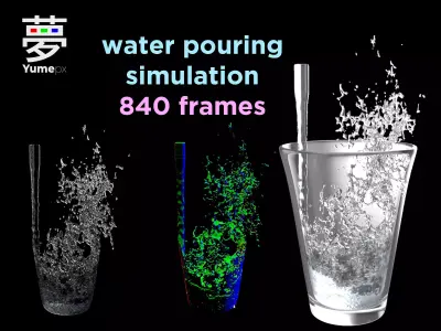 Water Pouring - Liquid Pouring - Simulated 3D model