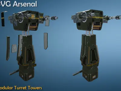 Modular Turret Tower - HQ Low-poly 3D model