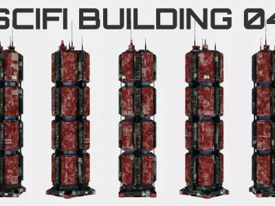 SciFi Cyberpunk Building 04 Low-poly 3D model