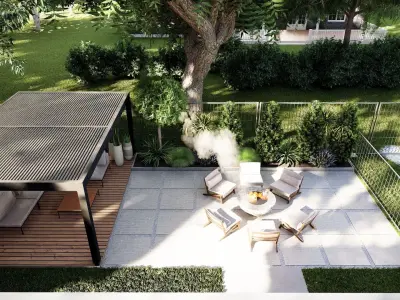 3D Exterior Scene 3D model design garden and landscape 3D model 3D model