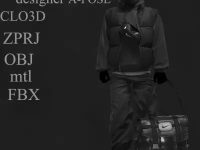 Street Outfit Marvelous designer Clo3d OBJ mtl FBX ZPRJ  A POSE 3D model