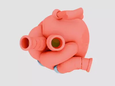 Futuristic Biomechanical Heart Low-poly 3D model