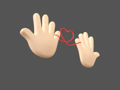 Hand with Red Line Icon v1 002 Low-poly 3D model