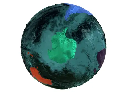Earth Water 3D Globe Continents   Low-poly 3D model