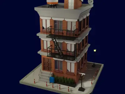 apartaments apartment building Free low-poly 3D model