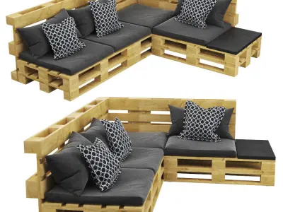  Furniture made of euro pallets 3D model