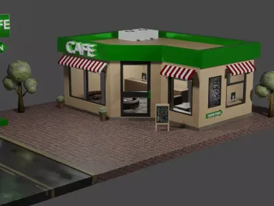 Modern Cafe Low-poly 3D model