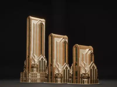 FANTASY ART DECO ARCHITECTURE CLASSIC 03 Low-poly 3D model