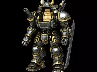 Samurai Mecha Unit Armored Shogun Robot Highpoly Game Sculpt 3D print model