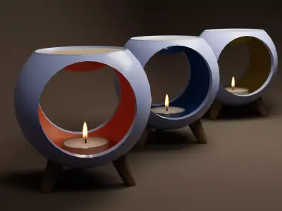 Candle Oil Burner Low-poly 3D model