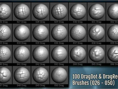 Floor Maker 200 ZBrush sculpting brushes - stone floor pavement Texture