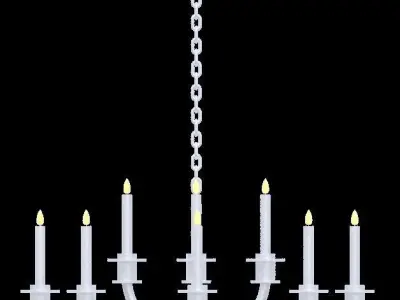 Ceiling hung medieval candle pendant chandelier light fixture  Low-poly 3D model