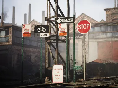 Traffic Sign Used Low-poly 3D model