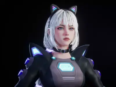 CYBERCAT 3D MODEL Low-poly 3D model