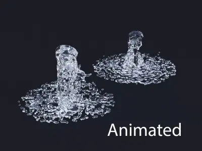 Two Animated Small Fountains  3D model