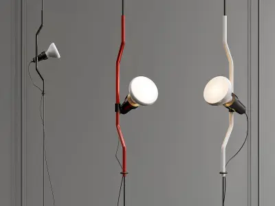 Parentesi wall lamp with three lights hanging from it 3D model