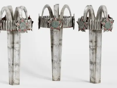 Old metallic rusted stella monument da1 Low-poly 3D model