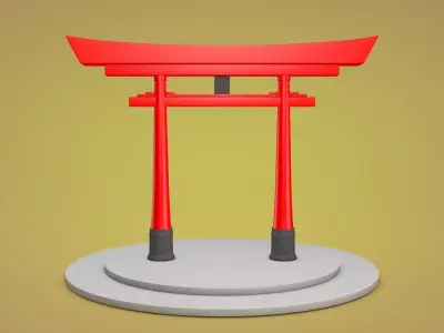 Japanese Torii Gate Low-poly 3D model