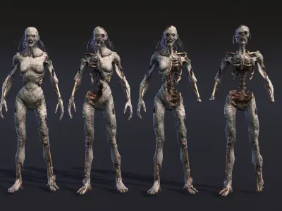 Zombies Savaged Horde - Low Poly - PBR - Extreme Decay Low-poly 3D model