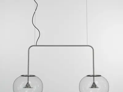 ALIVE pendant light with two glass globes hanging from it 3D model