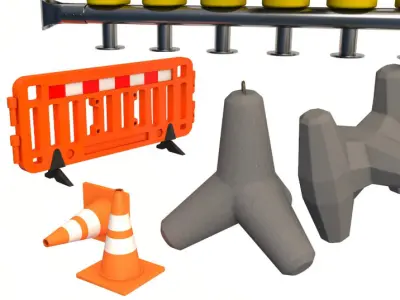 Road Barriers Collection 3D model