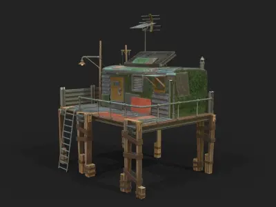 Metal Shack Low-poly 3D model