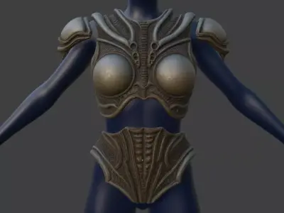 Xenomorph Female Exosuit Chestplate Pauldrons And Belly Armor 3D print model