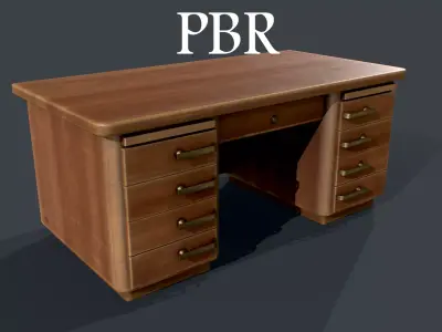 Desk Table Wooden Free low-poly 3D model