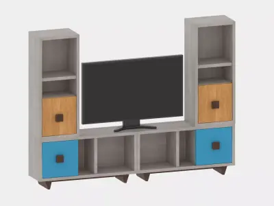 Modular TV stand Low-poly 3D model