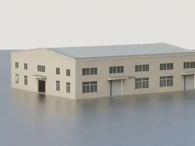 Generic industrial warehouse Low-poly 3D model