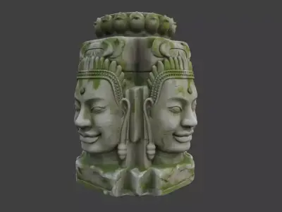 Stone Faces of Bayon Low-poly 3D model