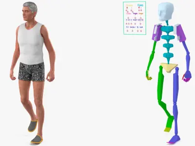  Senior Male Wearing White Tank Top Rigged 