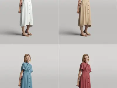 Humano Woman standing and looking  0516 3D model