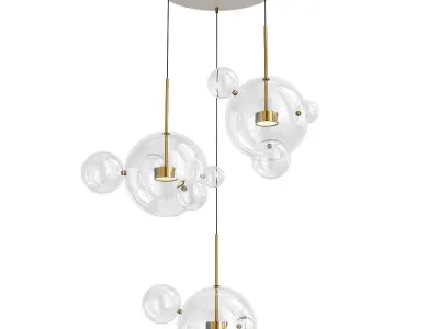 Bolle Circular Chandelier 14 BUBBLE Giopato and Coombes smoky Low-poly 3D model