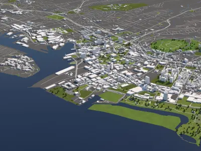 Honolulu 50x50km 3D City Map 3D model