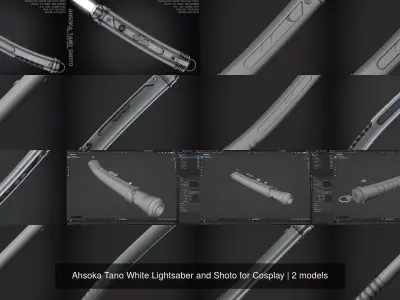 Ahsoka Tano White Lightsaber and Shoto for Cosplay 3D Model Pack