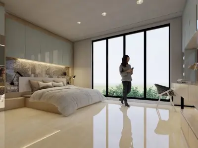 MINIMALIS WHITE MASTER BEDROOM 3D model