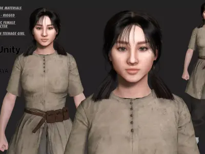 AAA 3D REALISTIC CHARACTER - TEENAGER GIRL JAPANESE ASIAN KOREAN Low-poly 3D model