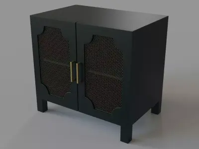 Screen Door Nightstand Black 3D model