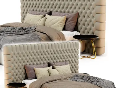 Bed With Tufted Hadboard Heaven 3D model