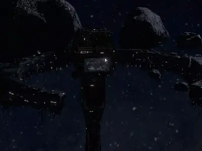 Sci Fi Space Station 3D Environment Cinematic Scene Low-poly 3D model