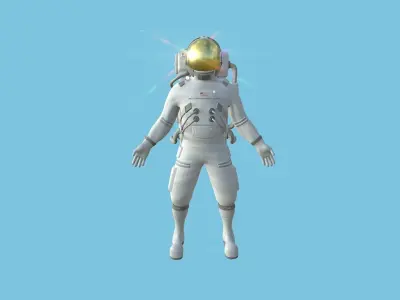 Astronaut Outfit 01 - White USA - Character Design Fashion Low-poly 3D model