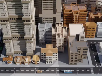 3D Low Poly City  Low-poly 3D model