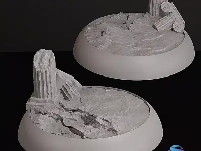 Ancient Ruins Base - 25-32-40-50mm- Pre-supported  3D print model