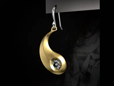 Yin and Yang earrings 3D print model