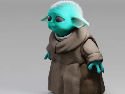 BABY YODA RIGGED CHARACTER 3D model