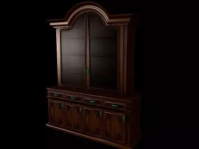 Buffet 2 wooden cabinet with glass doors 3D model