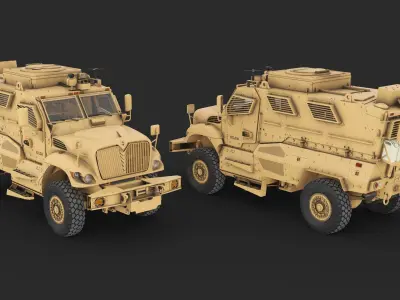  Military Armored Vehicle Sandy Rigged for Cinema 4D 